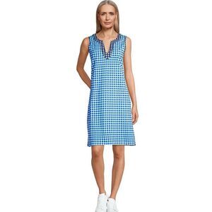 Draper James lands end Small sleeveless shift blue white gingham knee dress